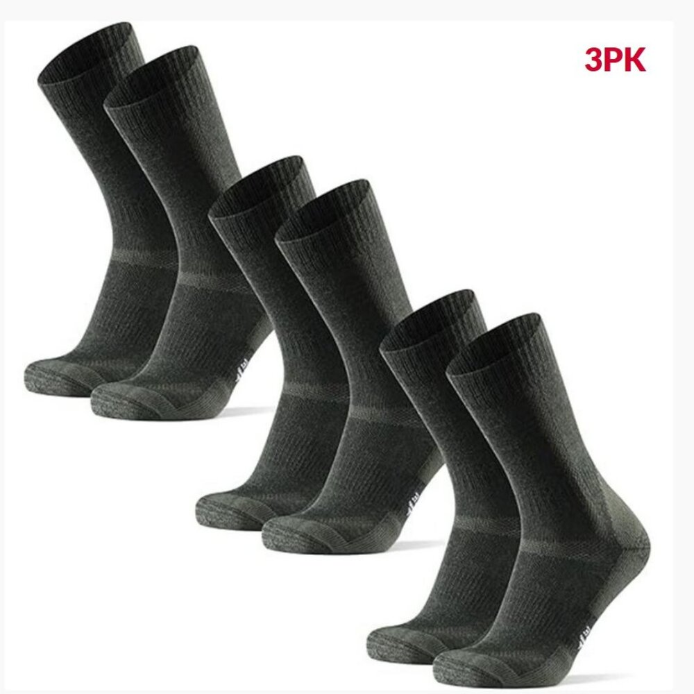 Danish Endurance Merino Wool Crew Hiking Socks - 3 pack green unisex size large